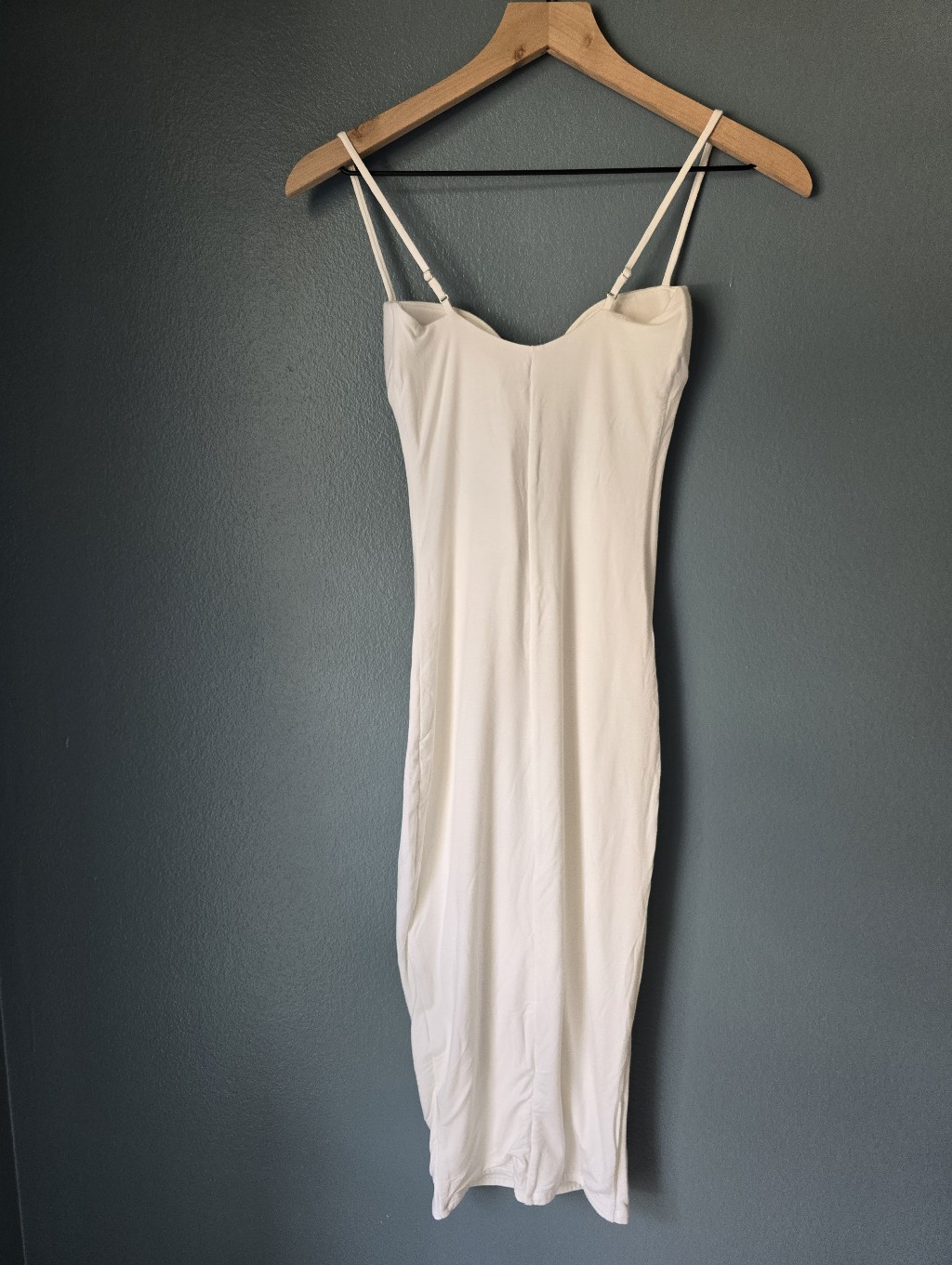 Re Ona Cream-White Spaghetti Strap Midi Dress — image 4 of 5